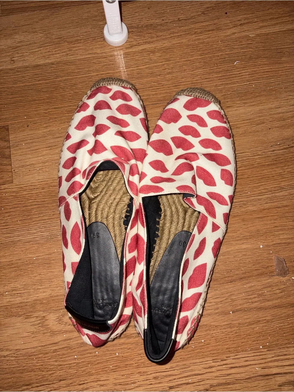 Saint Laurent Red Leaf-Print Canvas Espadrilles